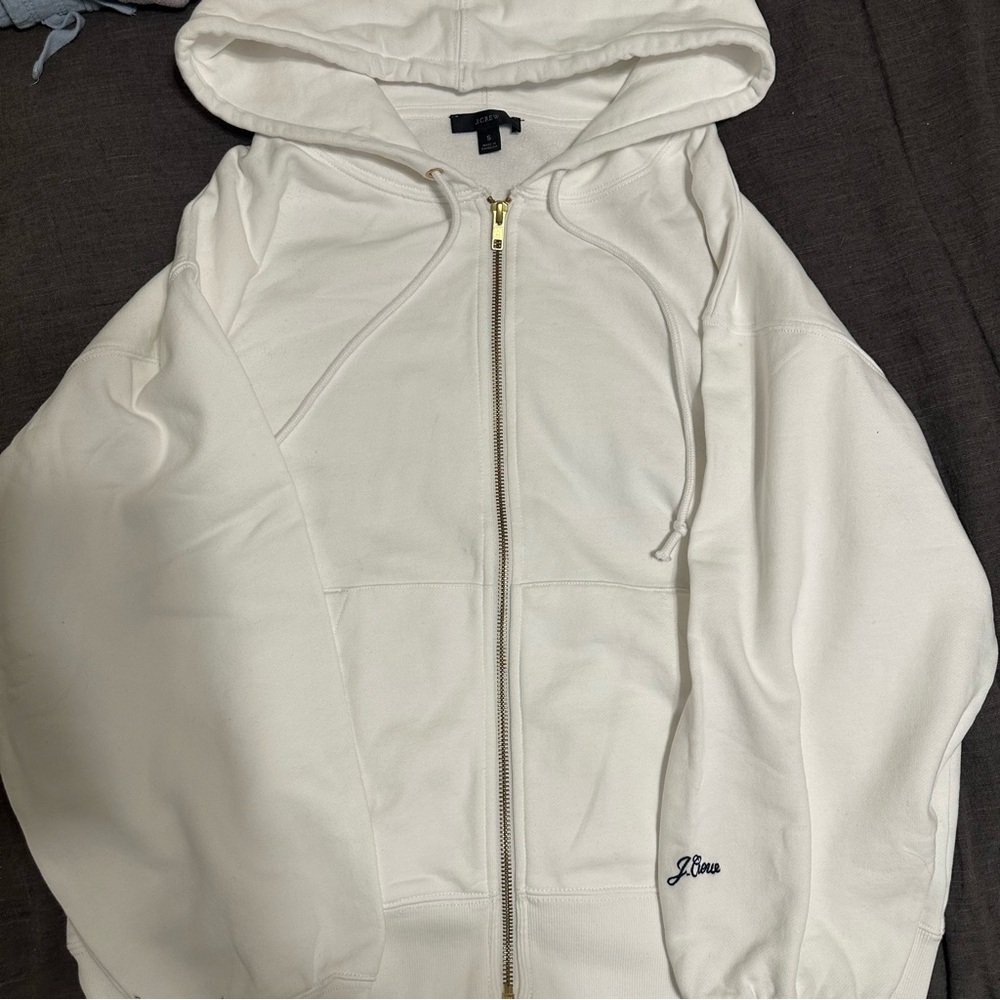 J. Crew White Zip-Up Hoodie